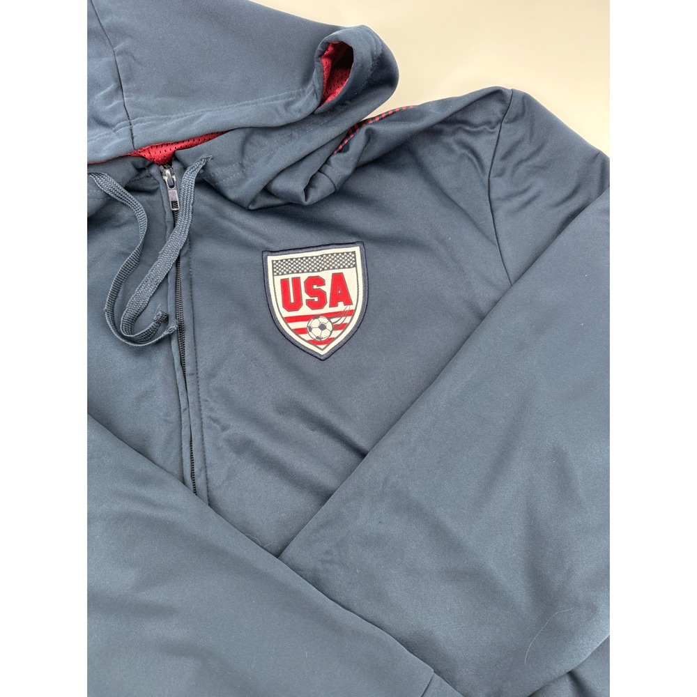 Striker USA Soccer Track‎ Jacket  Mens XL Navy Blue Red Graphic Activewear